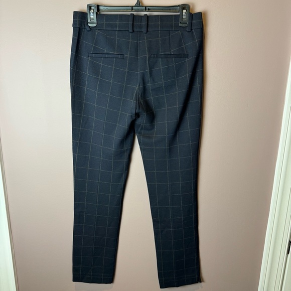 Theory Straight Trouser Windowpane Knit Pant Navy 2 - Picture 5 of 9